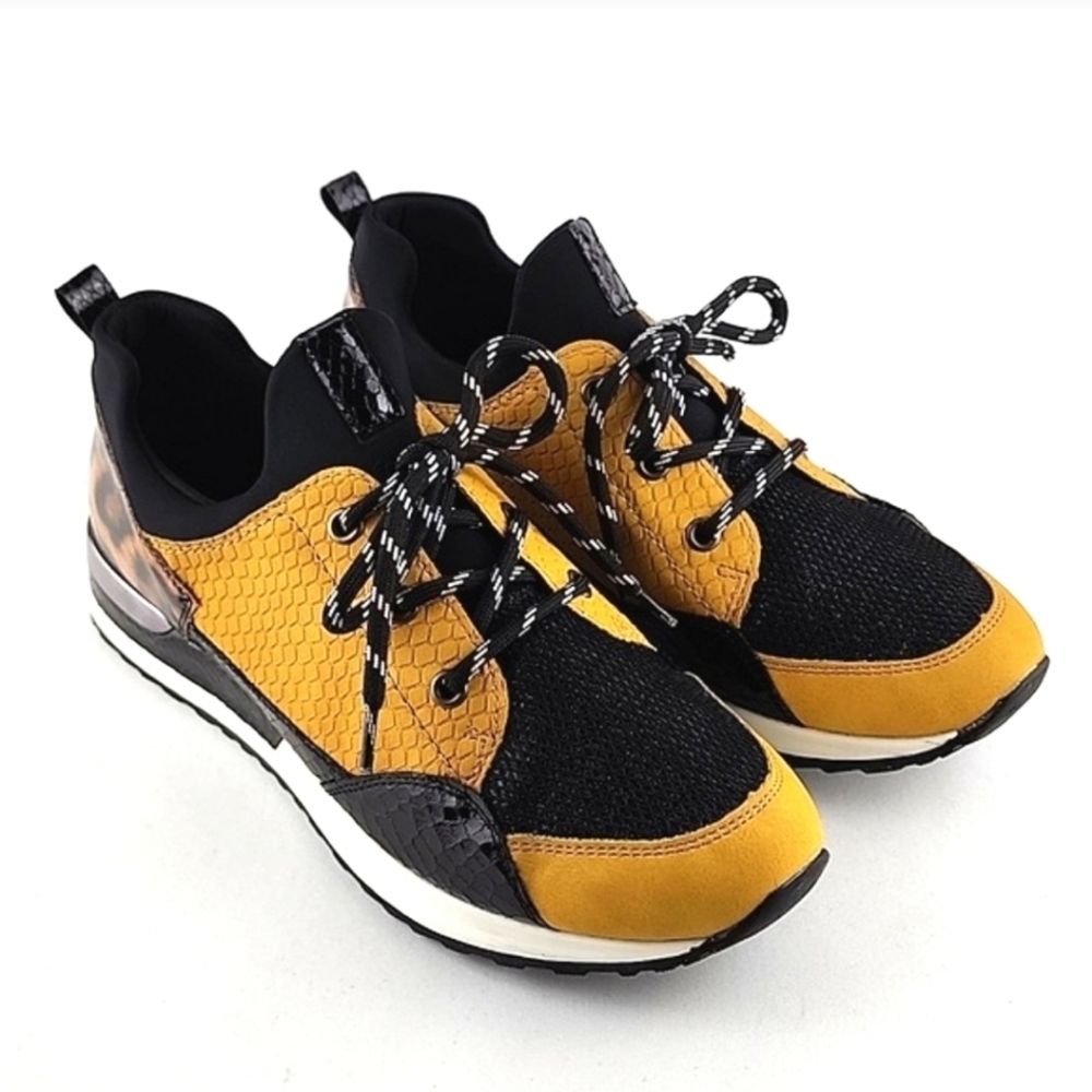 Remonte Women's Lace Up Casual Leopard Print Yellow Black Trainers Shoes 40 - Picture 4 of 16
